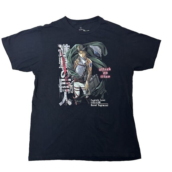 Attack On Titan Shirt Mens L Captain Levi Anime Tee Ripple Junction Fanwear - Picture 1 of 8